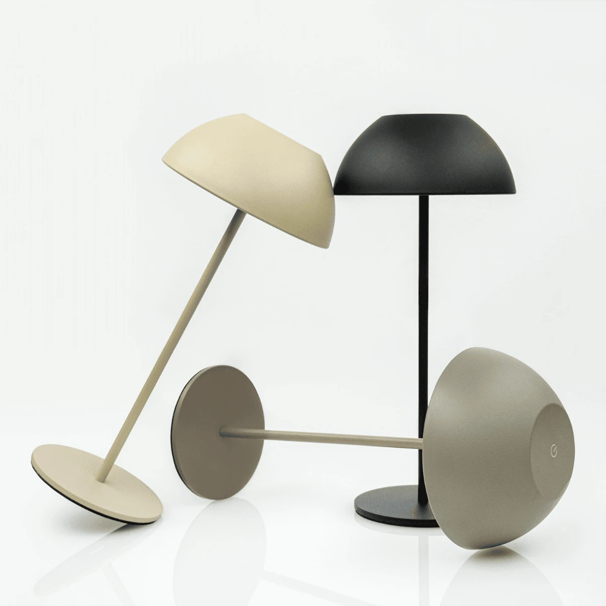 Matt Black Portable LED Table Lamp with Touch Dimming, 28cm