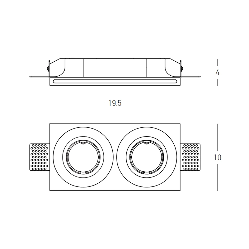Trimless Gypsum Recessed Spot 2xGU10, White