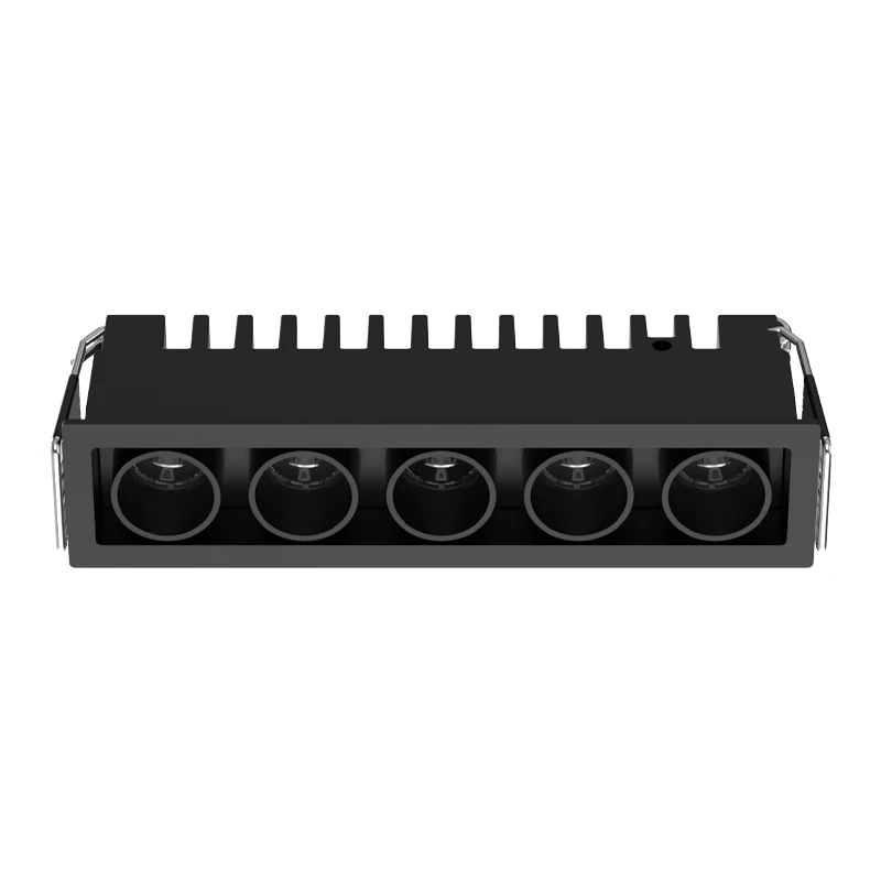 Recessed 5-Light LED Spotlight 12W, Matt Black, 3000K