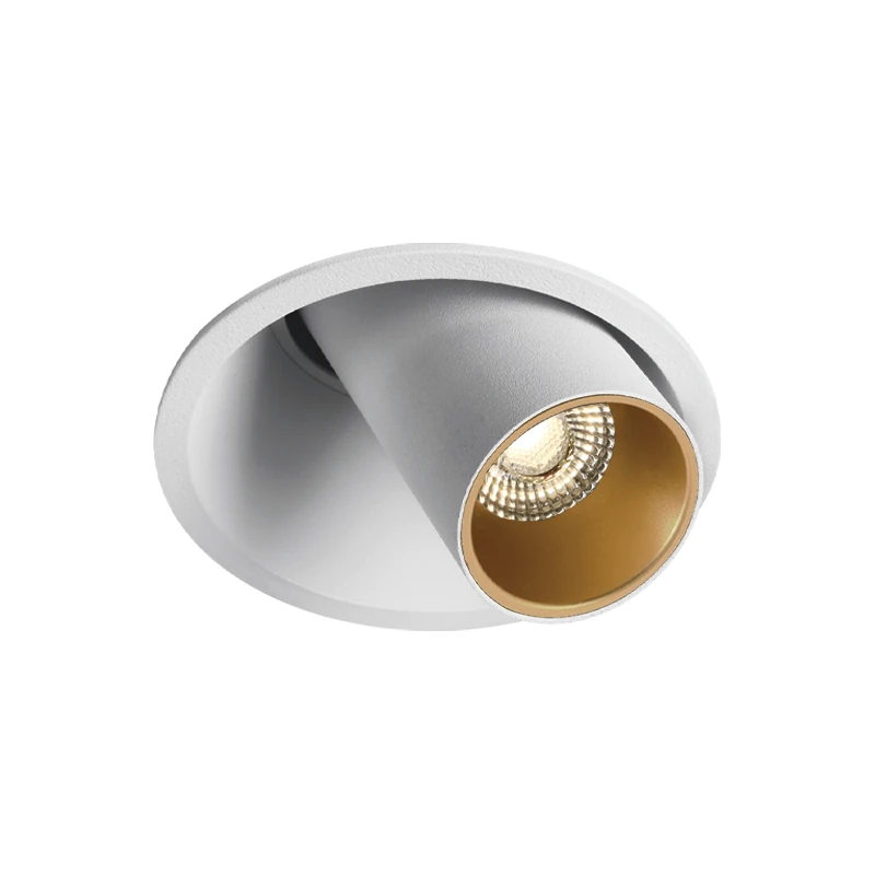 Įleidžiamas LED Taškinis Šviestuvas 9W 2700K, Smėlio Baltos Spalvos su Aukso Žiedu
