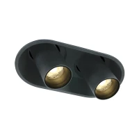 Double Recessed Adjustable LED Spot 2x9W Sandy Black with Black Ring - Image 1