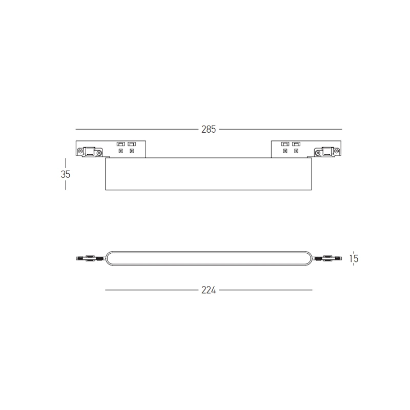 Linear Magnetic LED Track Light 10W 3000K, Dimmable Matt Black