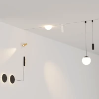 Magnetinis LED Pakabinamas Šviestuvas 10W 3000K Smėlio Juoda – Opalinis Rutulys - Nuotrauka 3