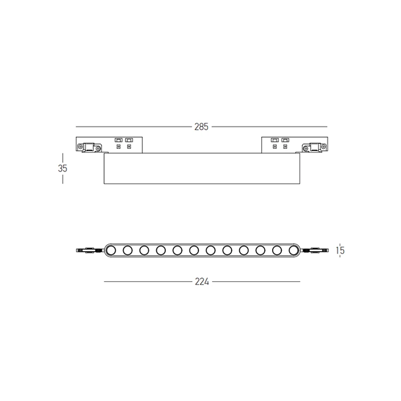 Linijinis taškinis magnetinis LED šviestuvas 10W 3000K juodas
