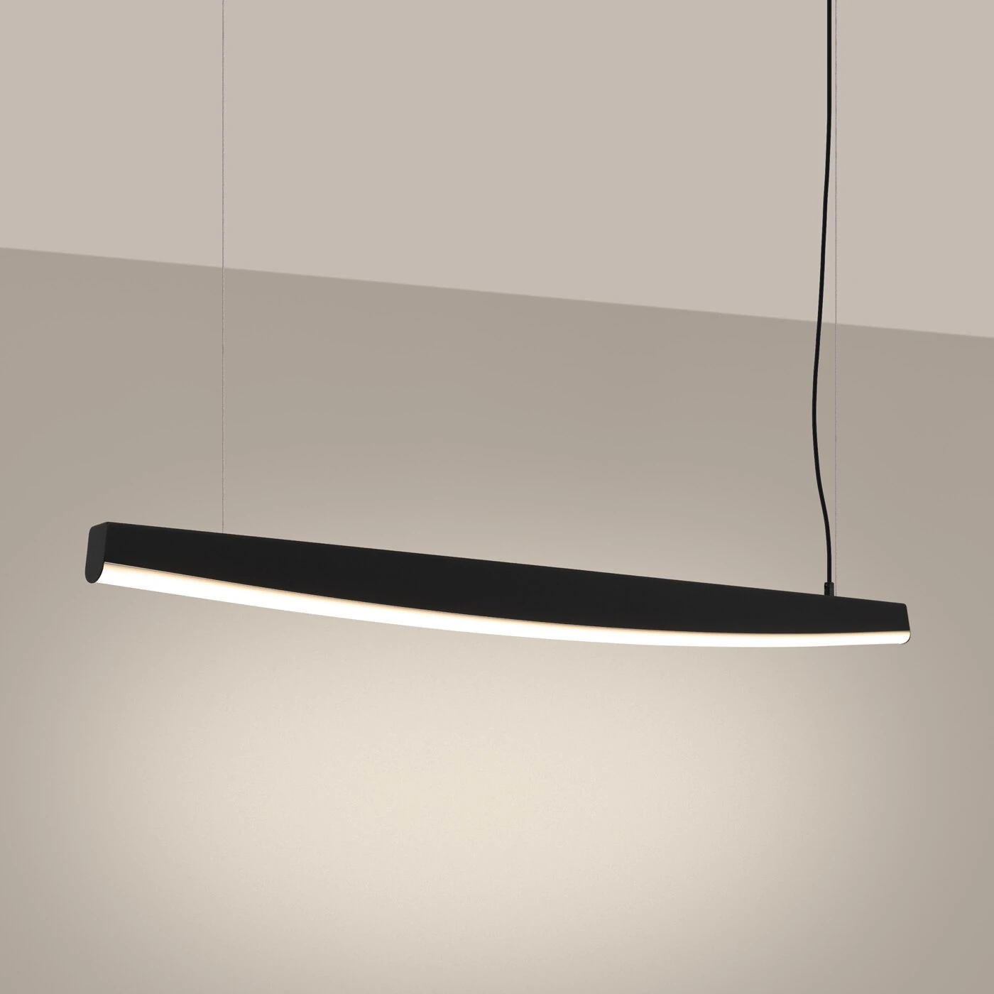 Pendant lamp 120 cm/22W – linear, black, warm white LED