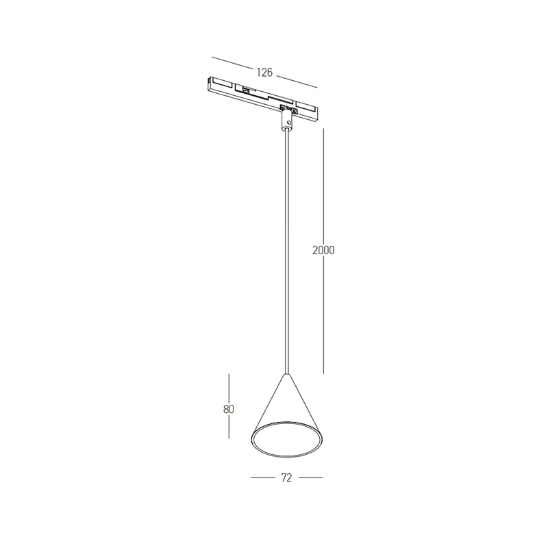 Magnetinis pakabinamas kūgio formos LED šviestuvas 6 W 3000 K, matinė juoda