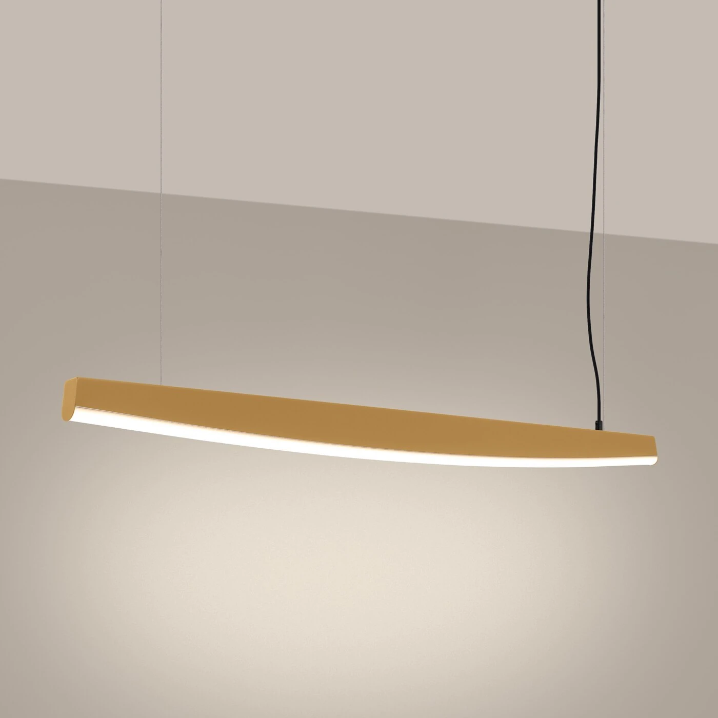 Pakabinamas šviestuvas 120 cm/22W – linijinis, auksinis, CRI93