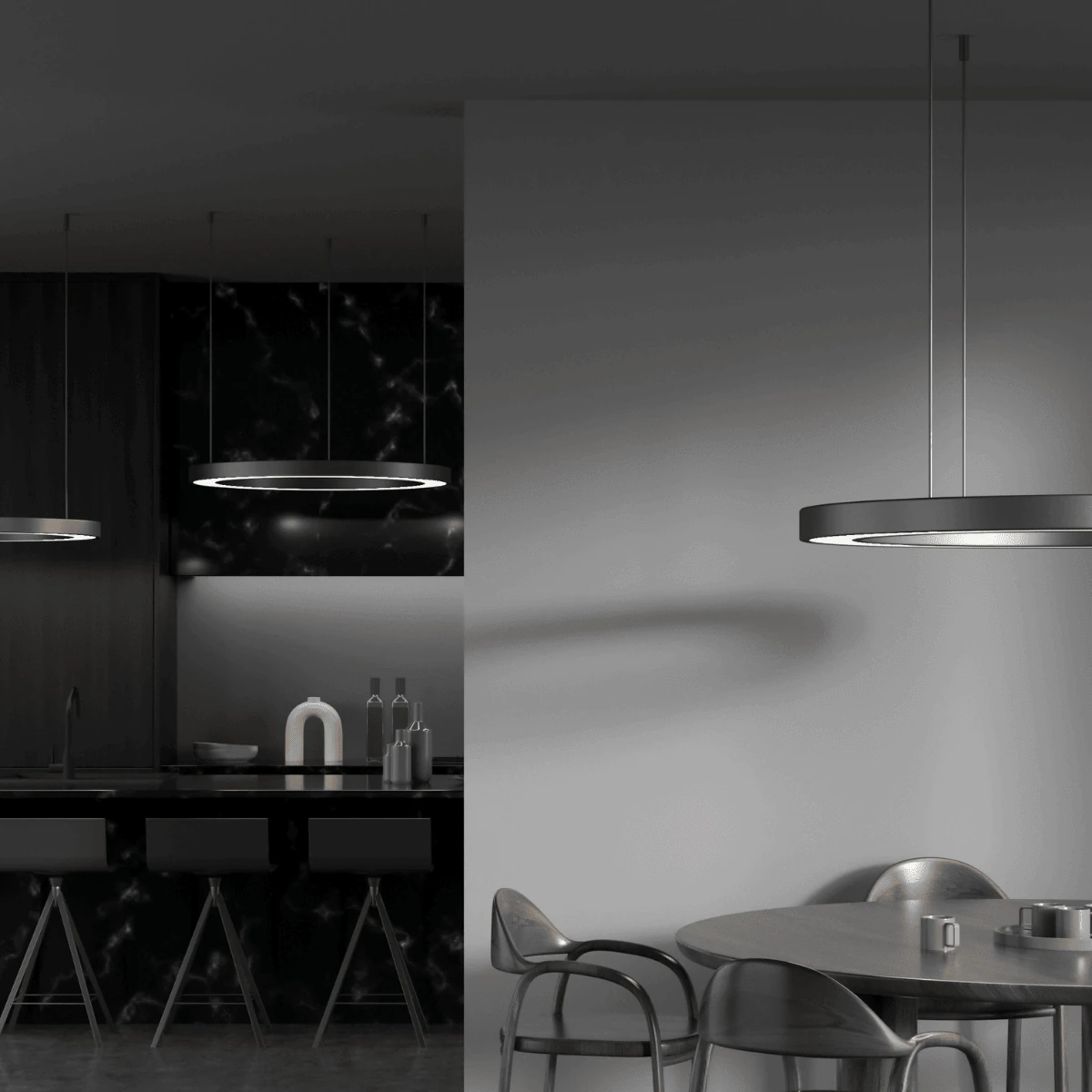 Žiedinis LED pakabinamas šviestuvas 100 W, DALI, smėlio balta arba smėlio juoda