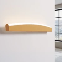 Sieninis šviestuvas 60 cm – lenkta LED linija, aukso spalvos, 3000K - Nuotrauka 4