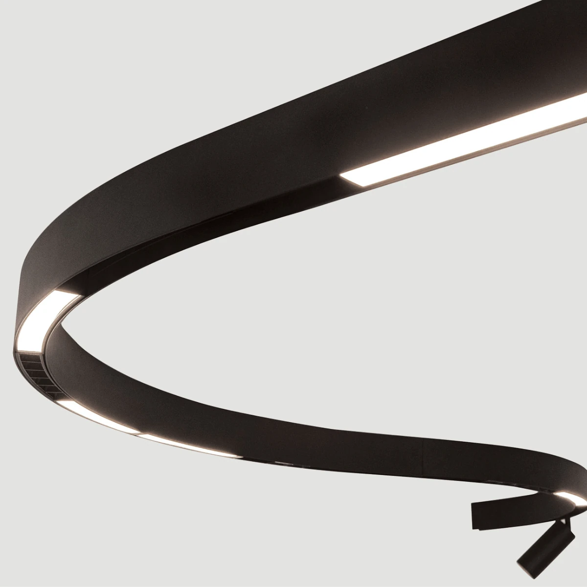 Curved Surface or Pendant 48V Magnetic Track Rail, Matt Black