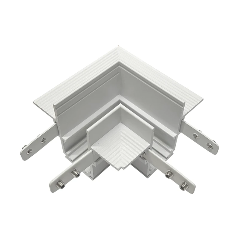 48V Magnetic Track L-Corner Connector, White, Trimless