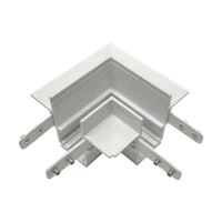 48V Magnetic Track L-Corner Connector, White, Trimless - Image 1