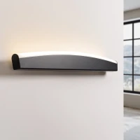 Sieninis šviestuvas 60 cm / 11W – lenkta linija, juodas, šiltas LED - Nuotrauka 4