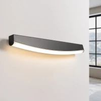 Sieninis šviestuvas 60 cm / 11W – lenkta linija, juodas, šiltas LED - Nuotrauka 6