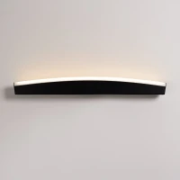 Sieninis šviestuvas 60 cm / 11W – lenkta linija, juodas, šiltas LED - Nuotrauka 8