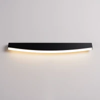 Sieninis šviestuvas 60 cm / 11W – lenkta linija, juodas, šiltas LED - Nuotrauka 10