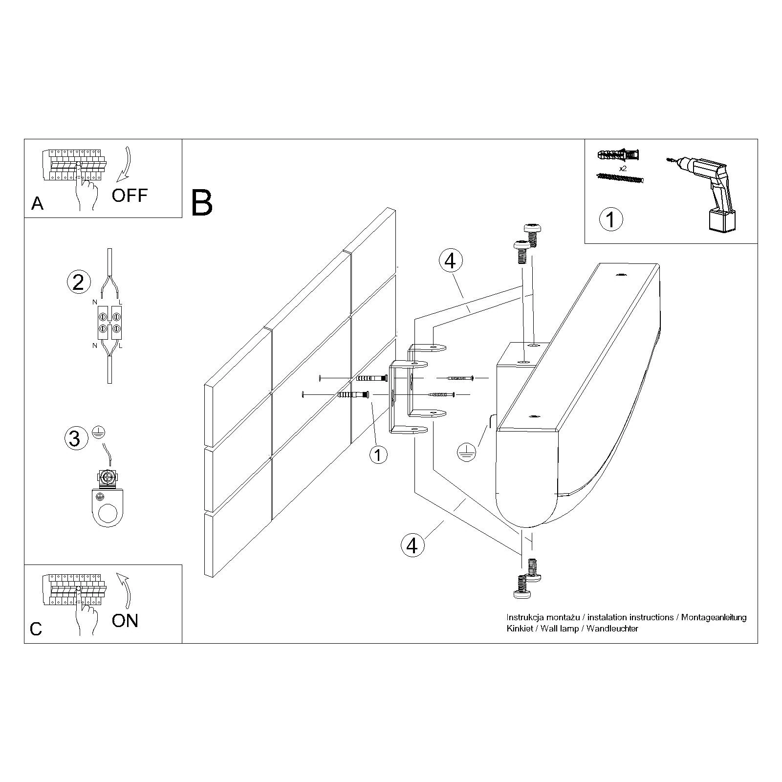 Sieninis šviestuvas 60 cm / 11W – lenkta linija, juodas, šiltas LED