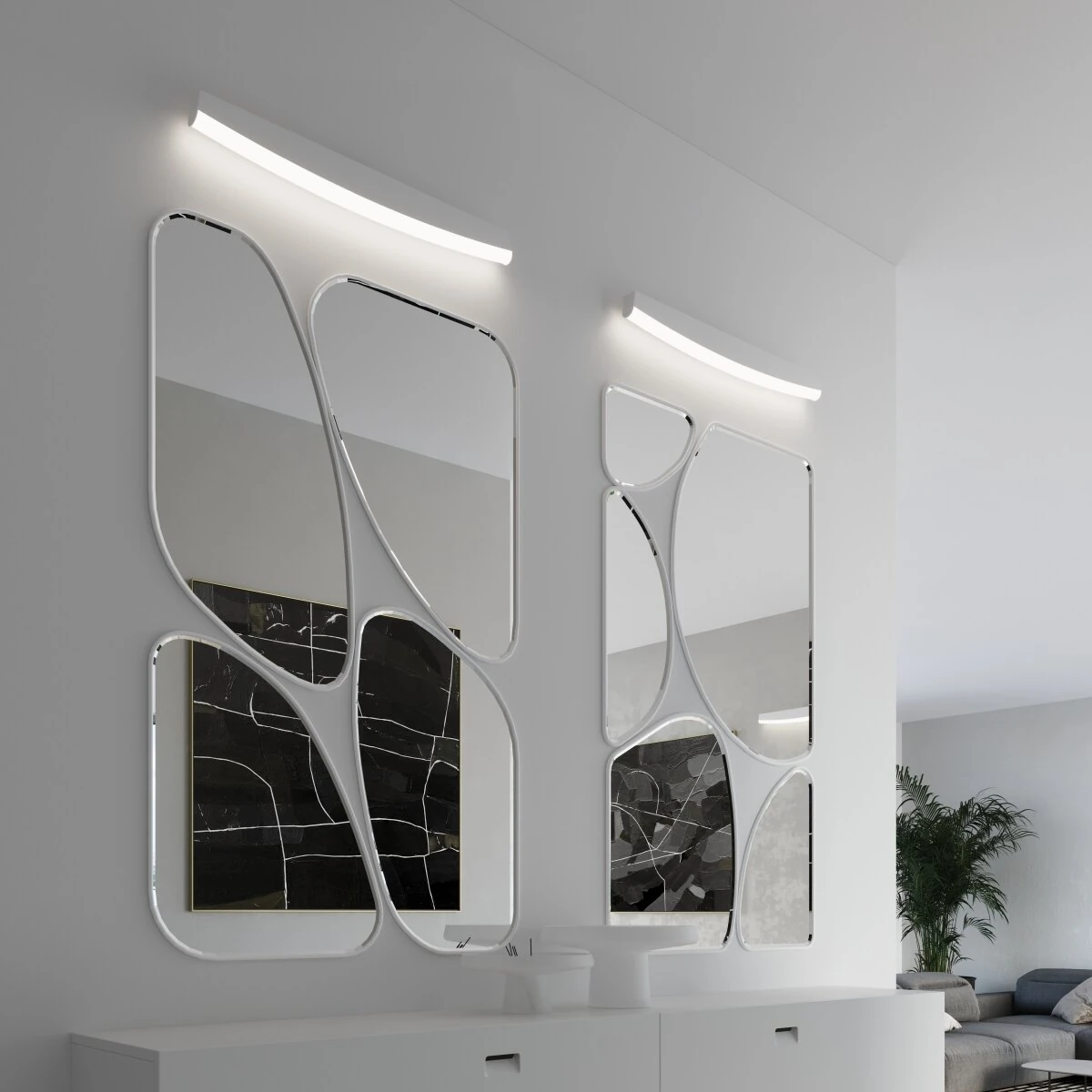 Wall lamp 60 cm 11W – curved linear form, white, CRI98
