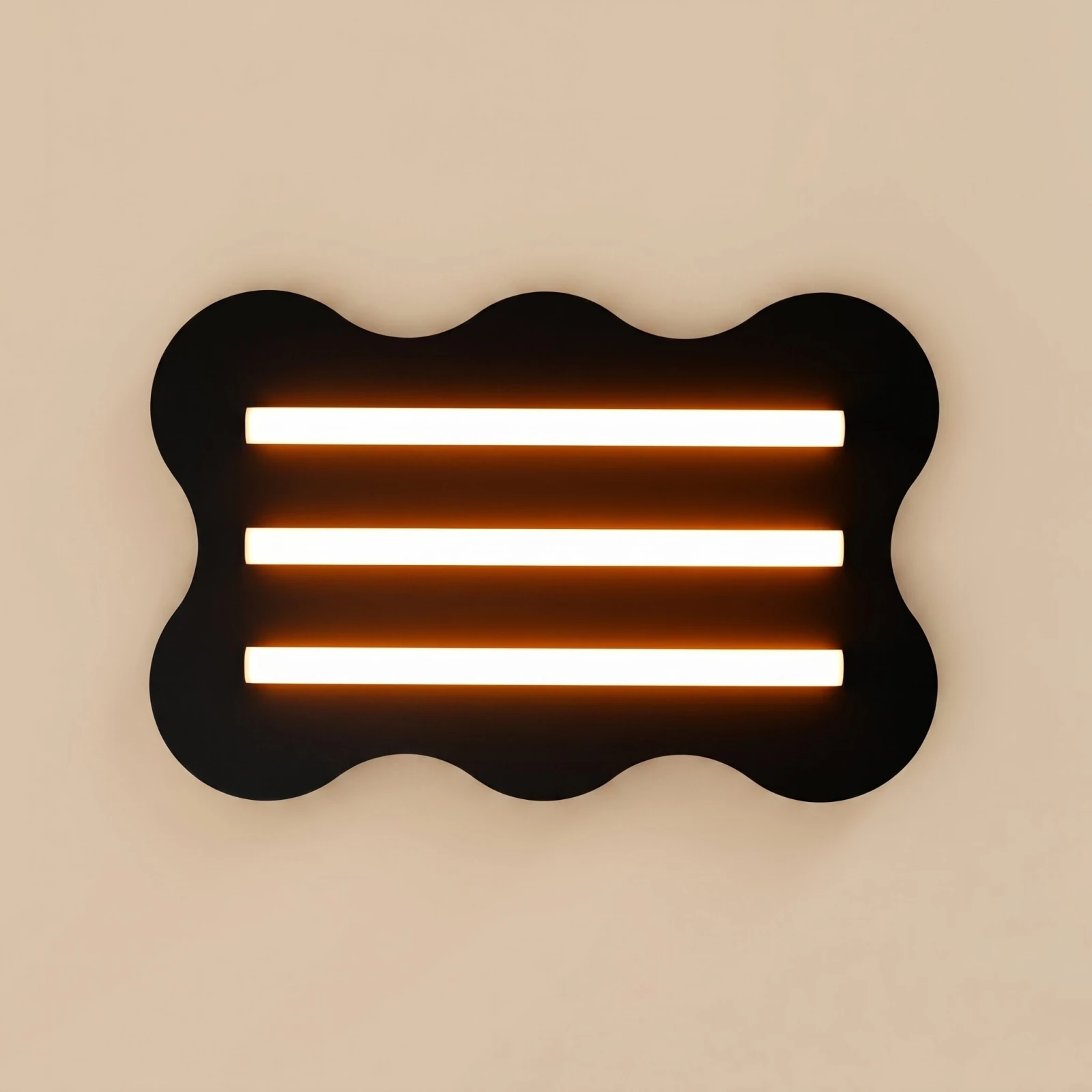 Ceiling lamp 66 cm – wavy, red, 3 linear light sources