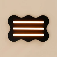 Ceiling lamp 66 cm – wavy, red, 3 linear light sources - Image 4