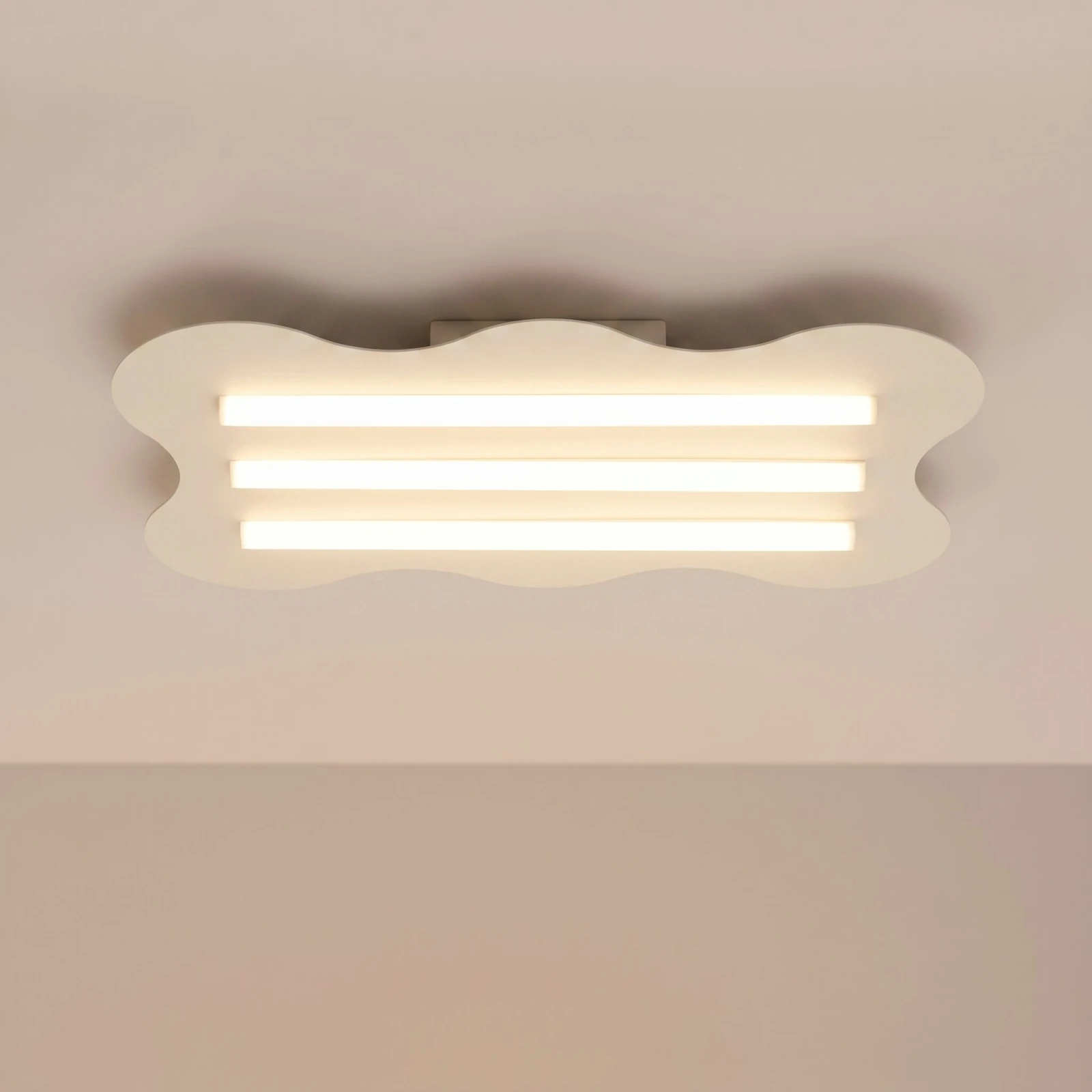 Ceiling lamp 66 cm – wavy beige steel, 3x S14d