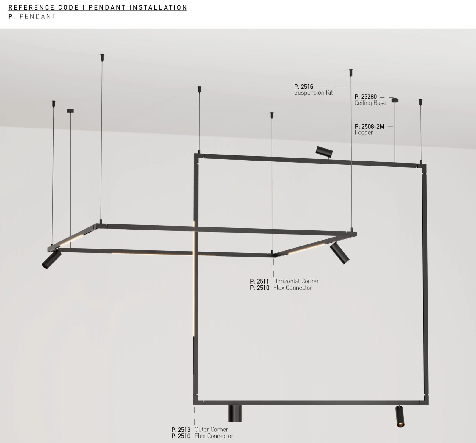 Outer Corner for 48V Magnetic Track, Matt Black (2513)