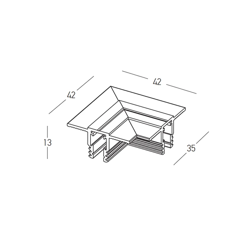 Įleidžiamo magnetinio bėgelio horizontalus kampas 48 V, matinė juoda (2517)