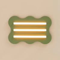 Ceiling lamp 66 cm – wavy shape, olive green, 3x S14d - Image 4