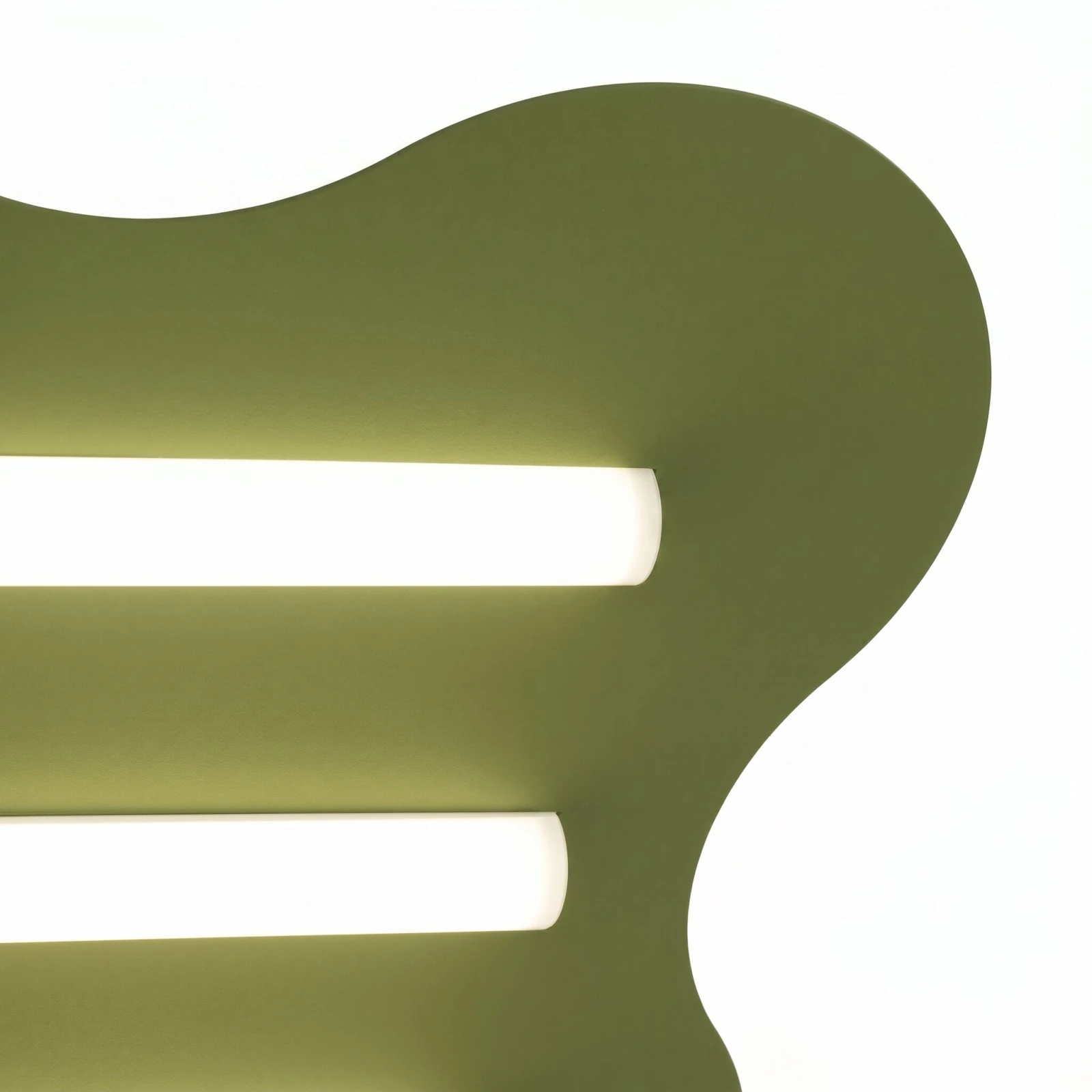 Ceiling lamp 66 cm – wavy shape, olive green, 3x S14d