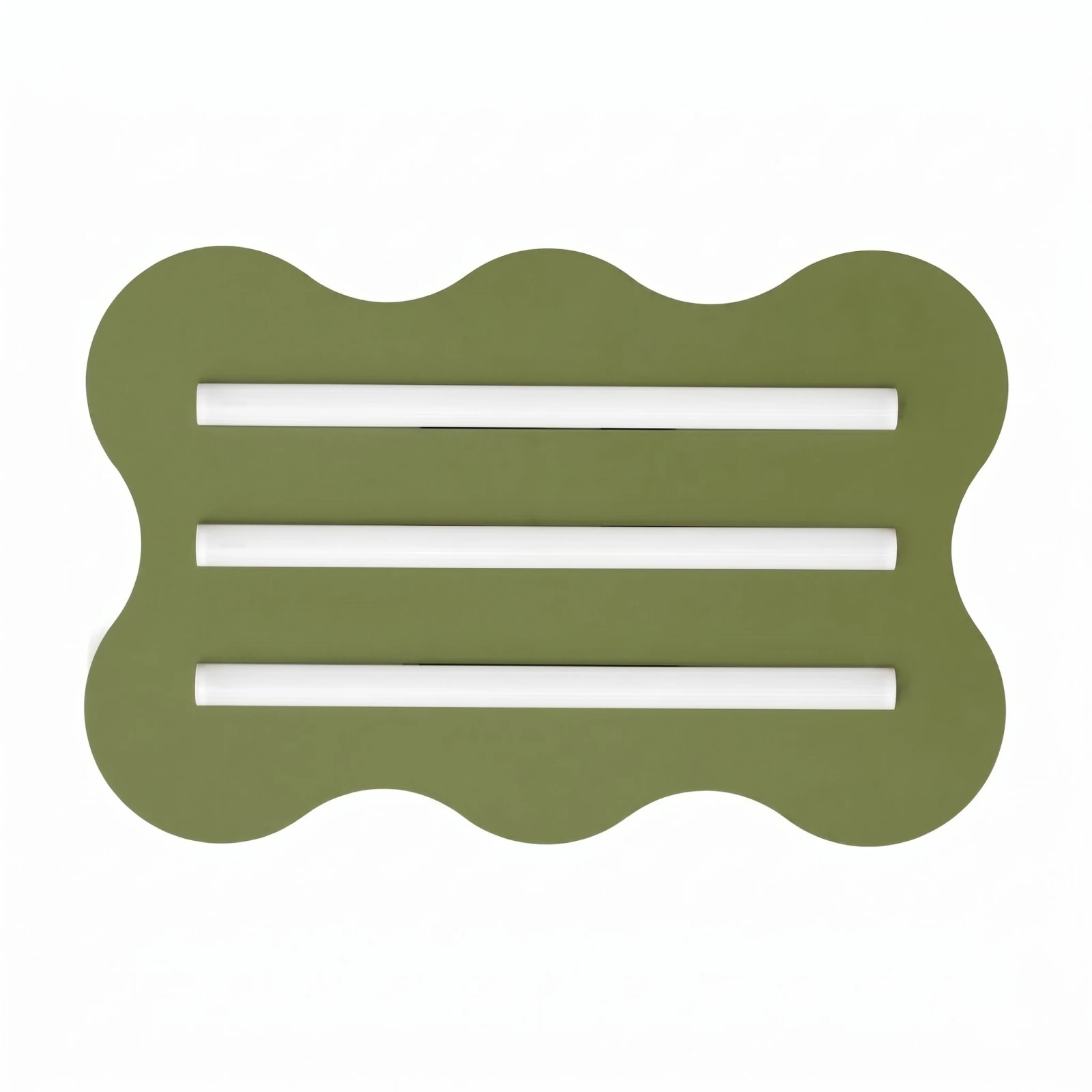 Ceiling lamp 66 cm – wavy shape, olive green, 3x S14d