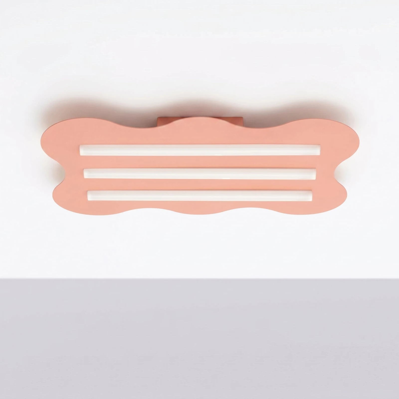 Ceiling lamp 66 cm – wavy, peach, 3 S14d light lines