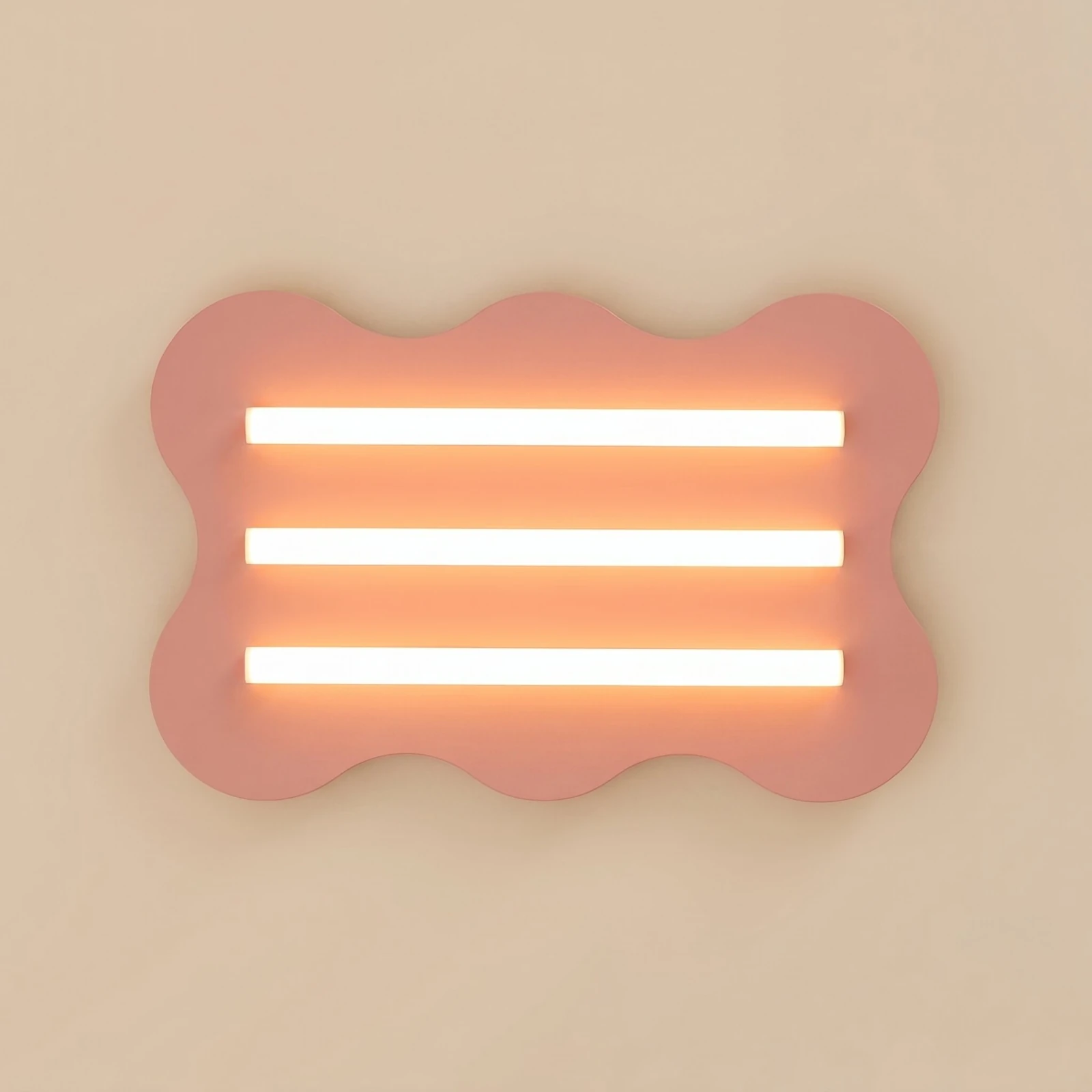 Ceiling lamp 66 cm – wavy, peach, 3 S14d light lines