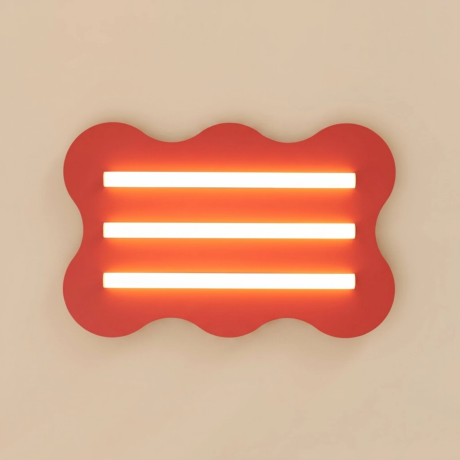 Ceiling lamp 66 cm – wavy red design, 3x S14d