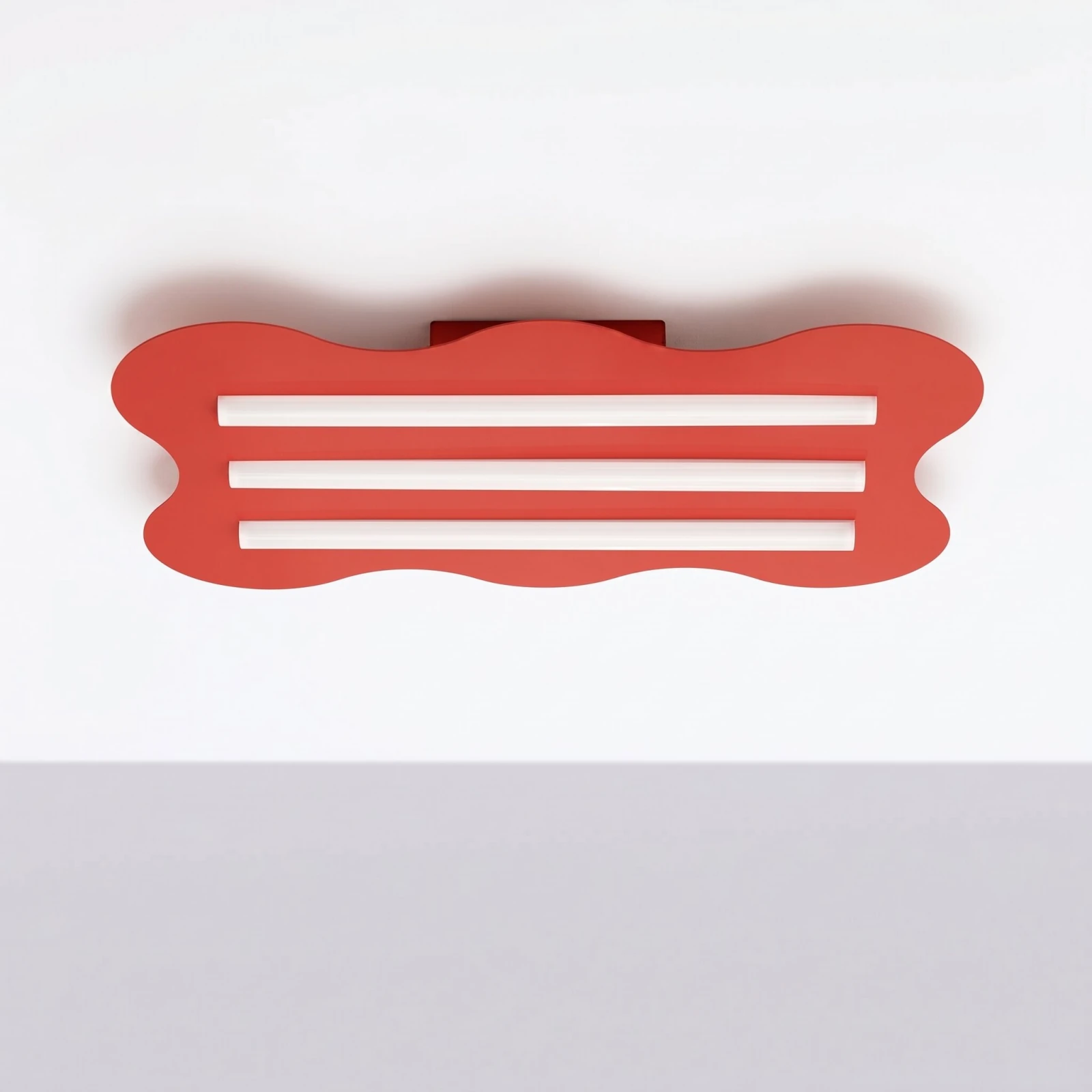 Ceiling lamp 66 cm – wavy red design, 3x S14d