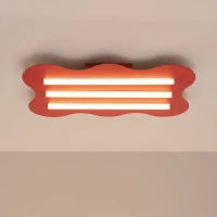 Ceiling lamp 66 cm – wavy red design, 3x S14d - Image 1