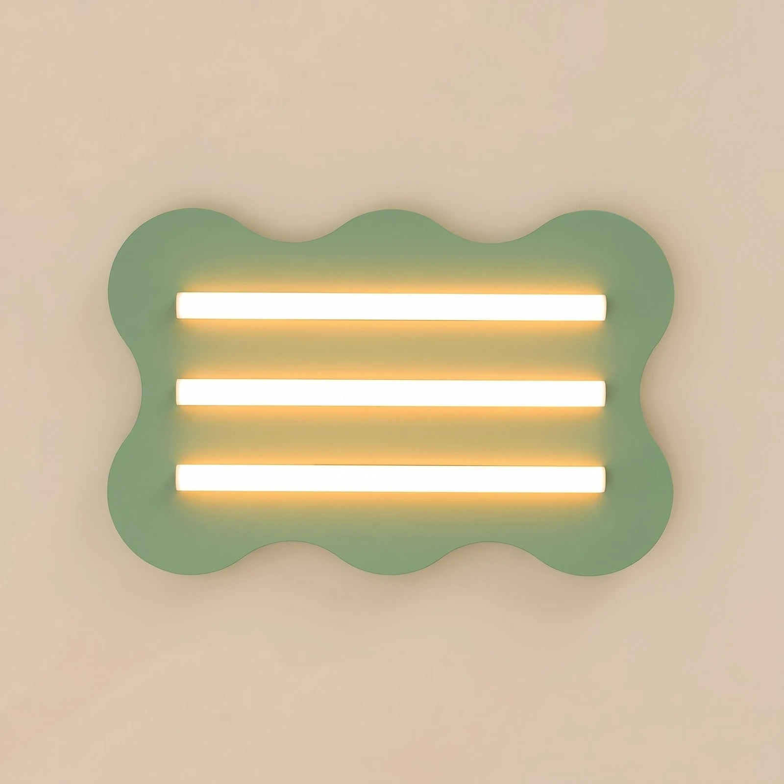 Ceiling lamp 66 cm – wavy linear, sage, 3xS14d