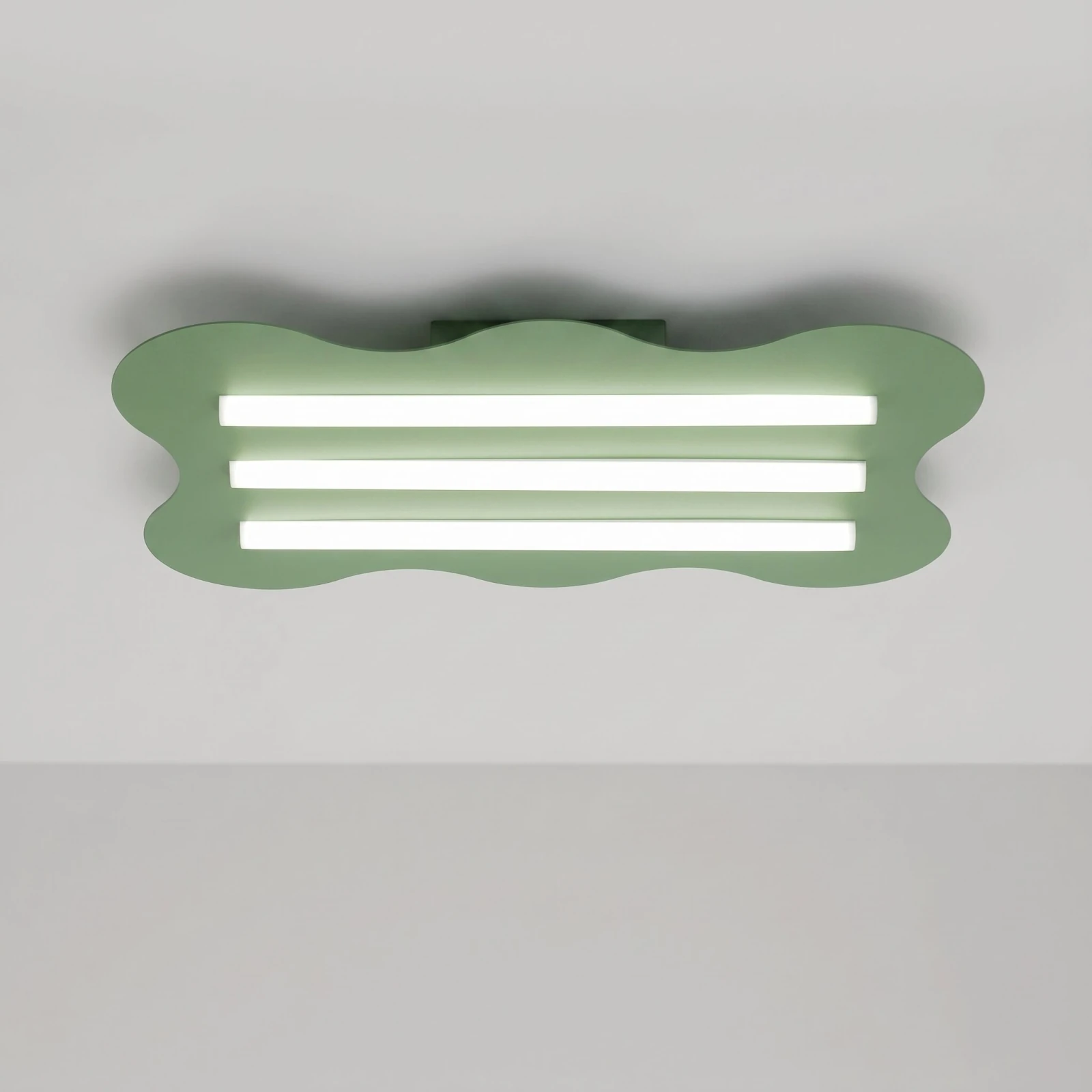 Ceiling lamp 66 cm – wavy linear, sage, 3xS14d