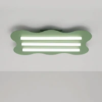 Ceiling lamp 66 cm – wavy linear, sage, 3xS14d - Image 1