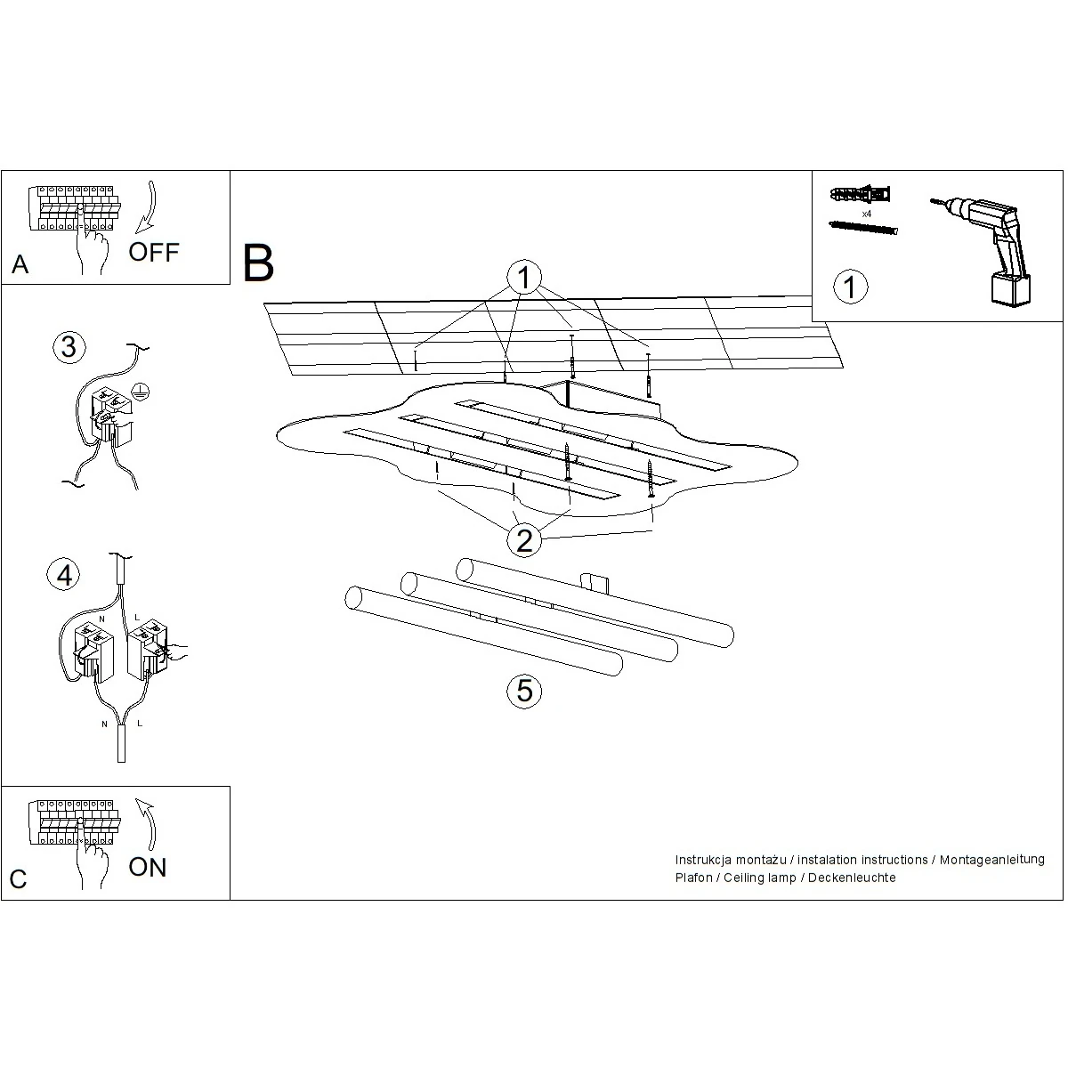 Lubinis šviestuvas 66 cm – banguota forma, pilkai ruda, 3 S14d LED