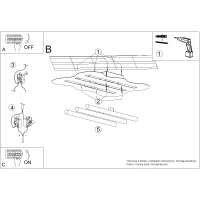 Lubinis šviestuvas 66 cm – banguota forma, pilkai ruda, 3 S14d LED - Nuotrauka 8