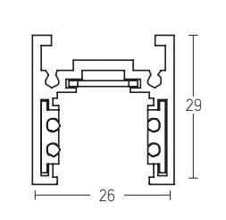 Paviršinis / pakabinamas 48 V magnetinis bėgelis, 1 m, smėlio balta (2085W-1)