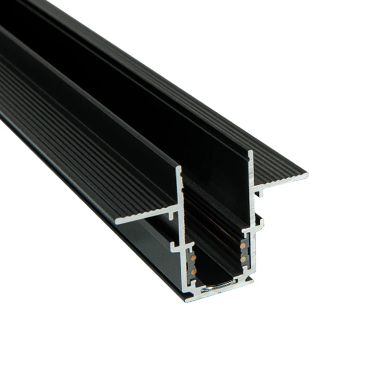 Berėmis įleidžiamas 48 V magnetinis bėgelis, 2 m, smėlio juoda