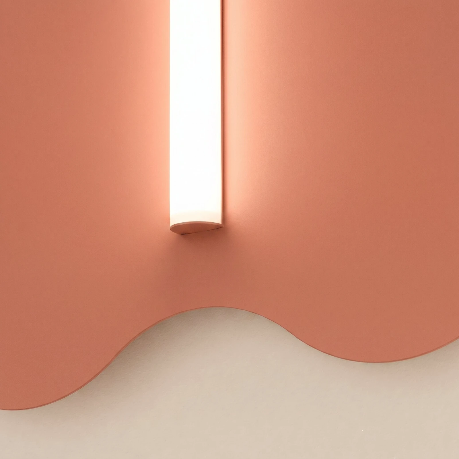 Sieninis šviestuvas 66 cm – banguota forma, persikinis, S14d LED