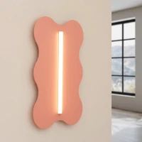 Sieninis šviestuvas 66 cm – banguota forma, persikinis, S14d LED - Nuotrauka 1