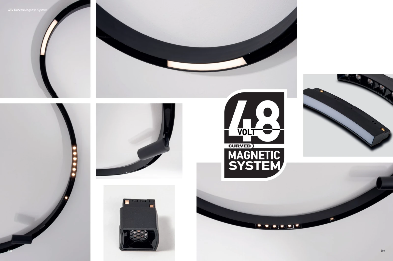 Circular Trimless Magnetic LED Track System, 48V, Matt Black