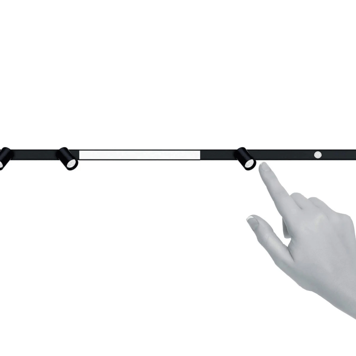 Mini paviršinis 48 V magnetinis bėgelis, 120 cm, matinė juoda