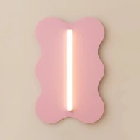 66 cm wall lamp – wavy pink steel backplate, S14d light source - Image 4