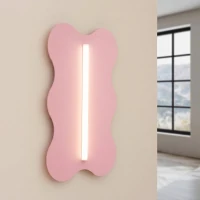 66 cm wall lamp – wavy pink steel backplate, S14d light source - Image 1