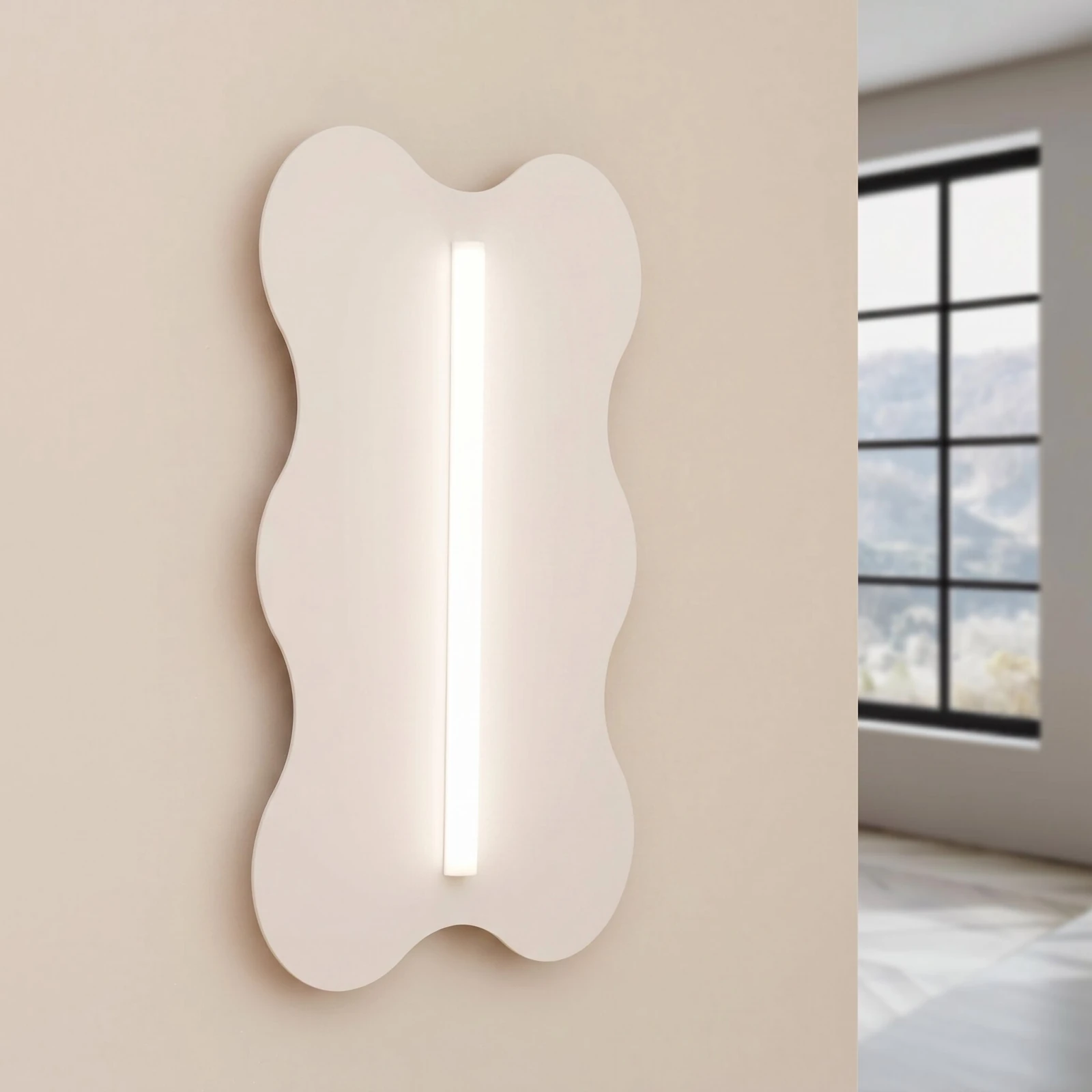 Sieninis šviestuvas 66 cm – banguota plokštė, terakota, S14d LED