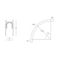 Curved Magnetic Track Segment, 48V, Matt Black - Image 2